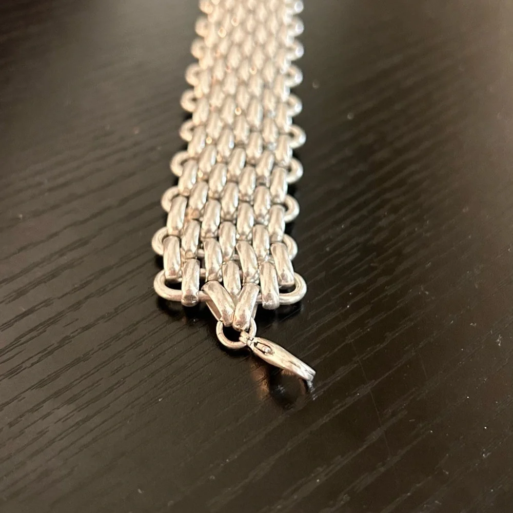 Lucky Brand  Wide Silver Tone Chain-Link Bracelet - Picture 3 of 5